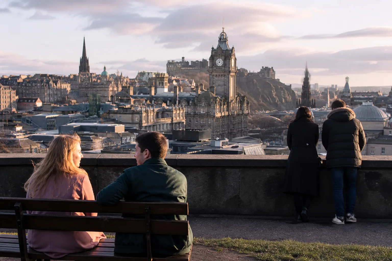 Two people talking over coffee in a Glasgow café